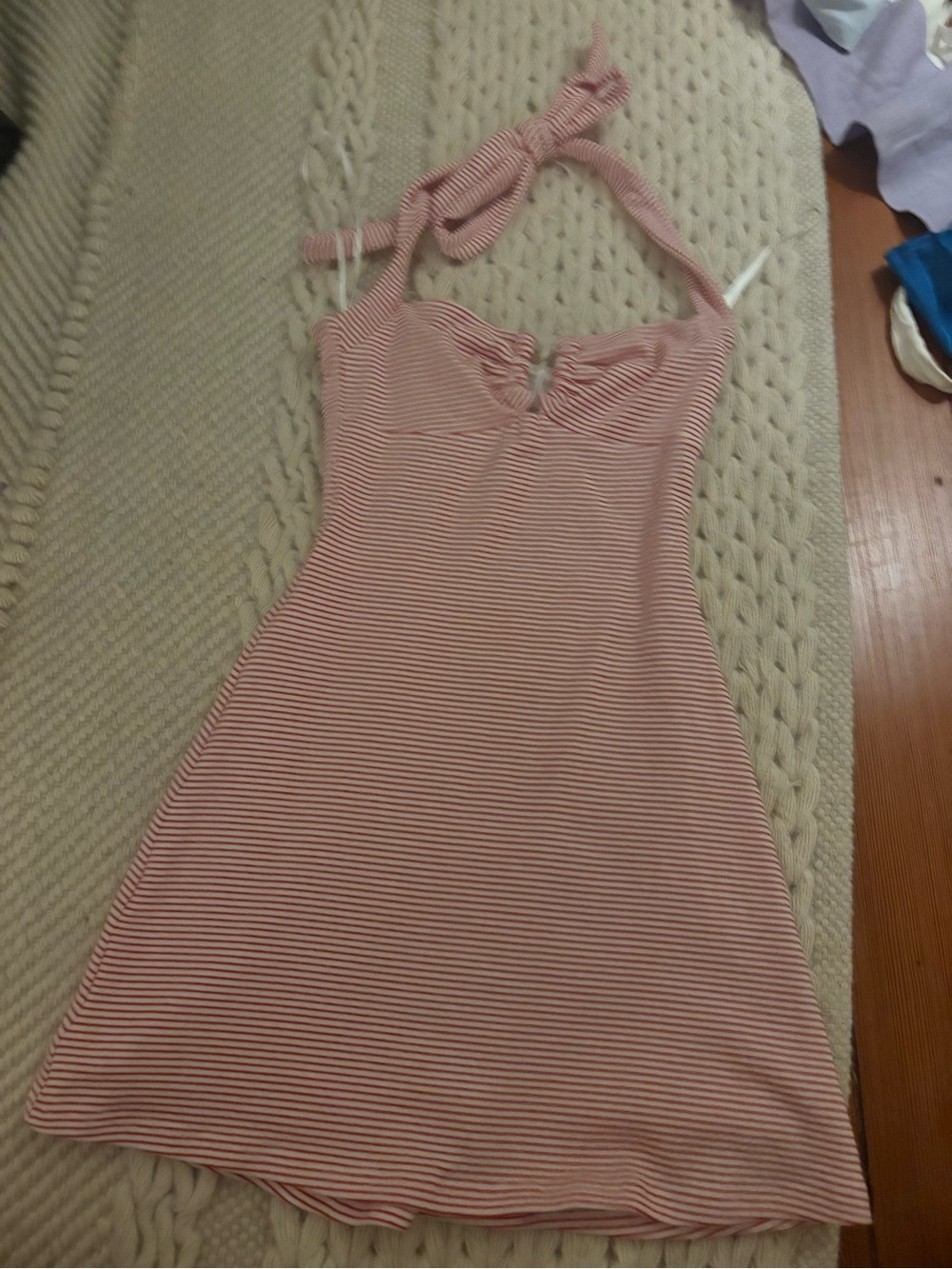 Princess Polly Pink & White Striped Halter Mini Dress